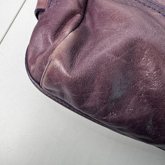 Vintage Y2K Soft Purple Leather Cole Haan Shoulder Purse Zipper Decor - Picture 5 of 11